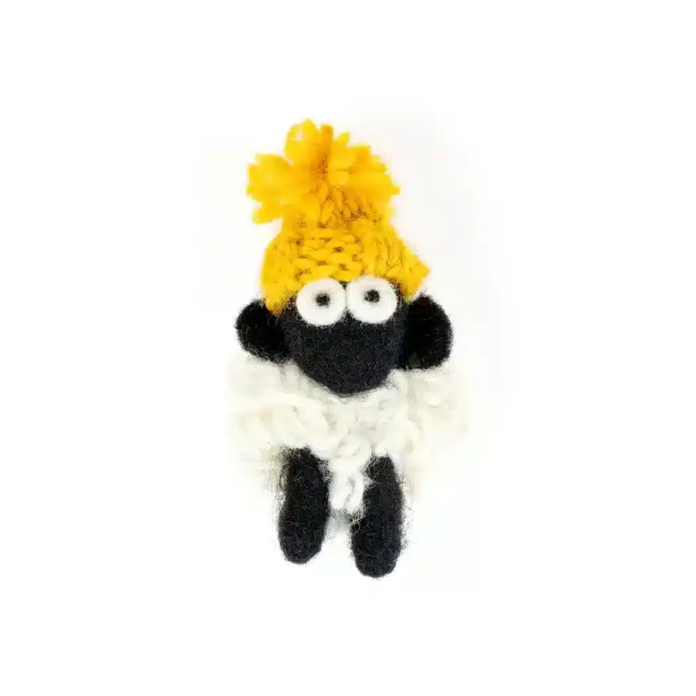 La Ba Ba Knitted Wool Fridge Magnet Sheep - Yellow Bobble