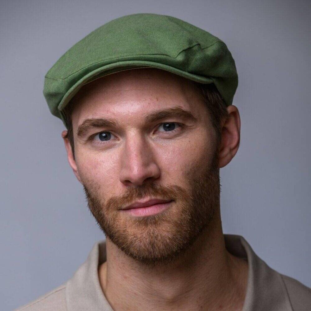 Classic Irish Linen Flat Cap - Green