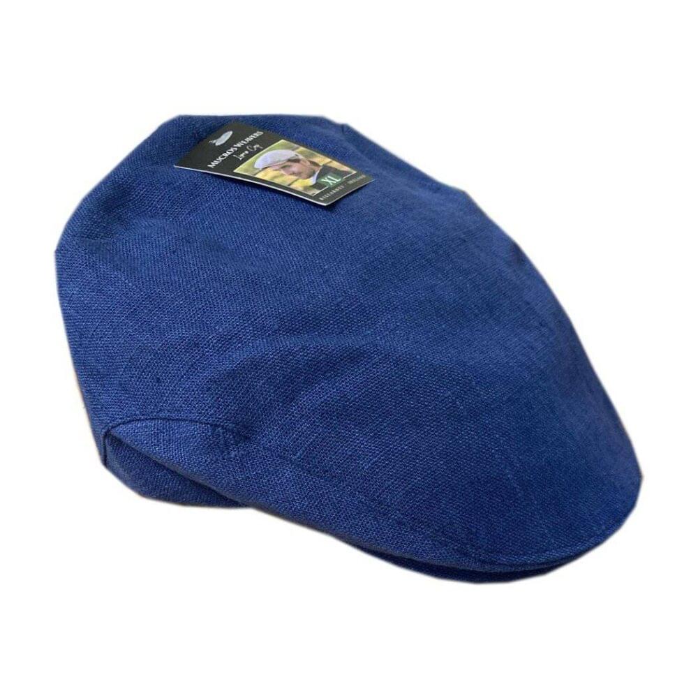 Traditional Irish Summer Linen Cap - Blue