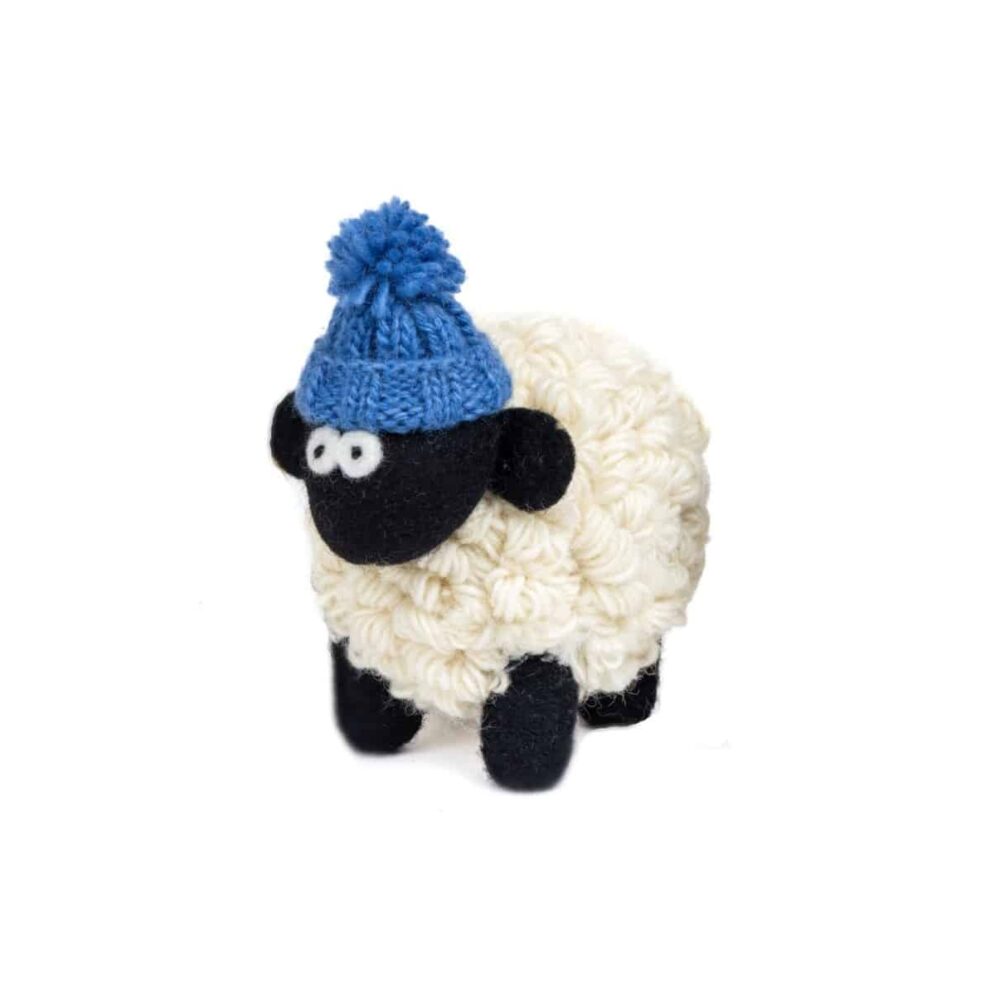 Knit Bit Irish Sheep Collectable - Denim Blue Bobble Beanie