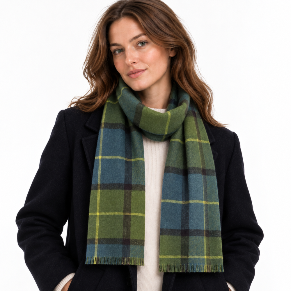 Foxford Green & Blue Plaid Scarf from Ireland