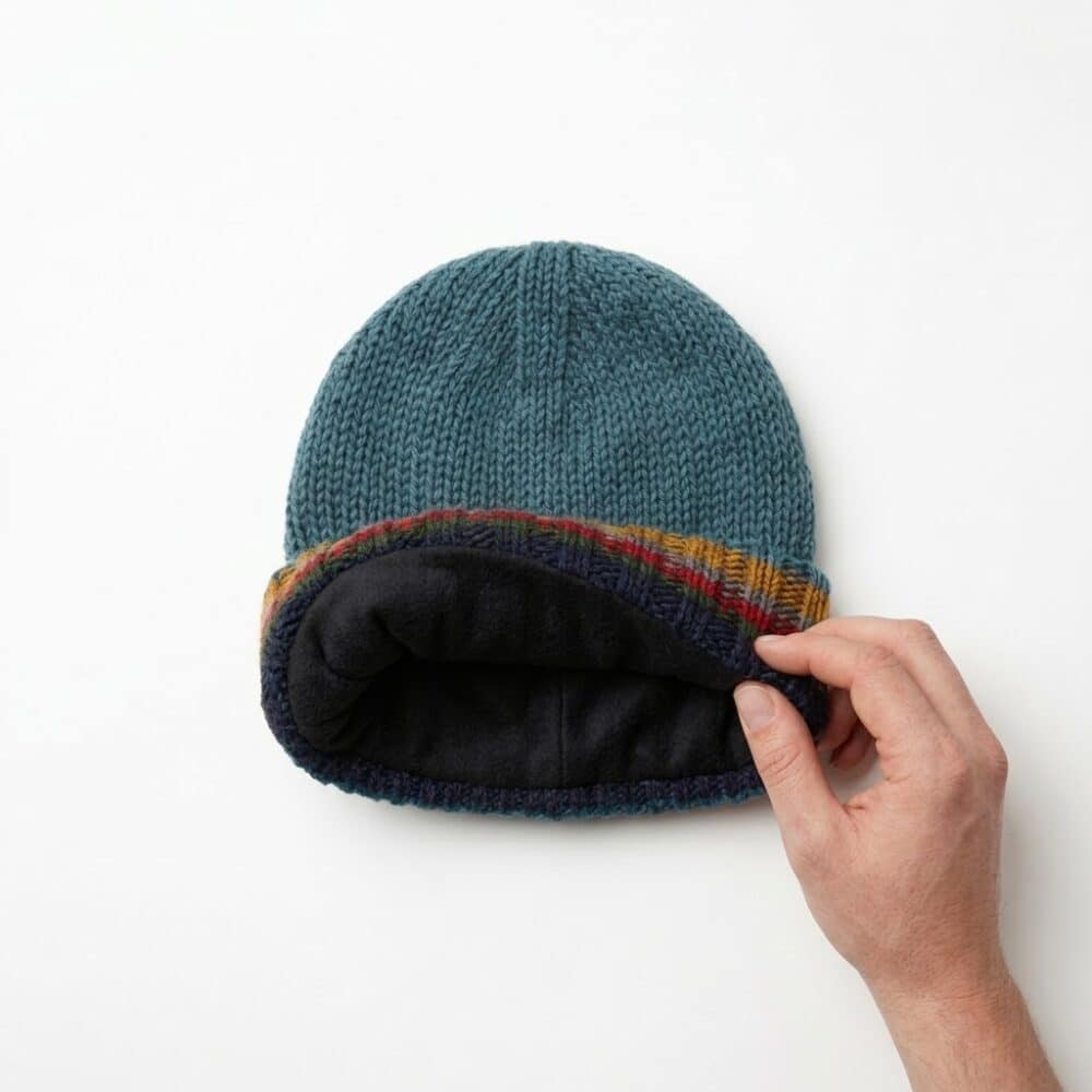 Men's Rib-Knitted Irish Wool Beanie - Denim Blue