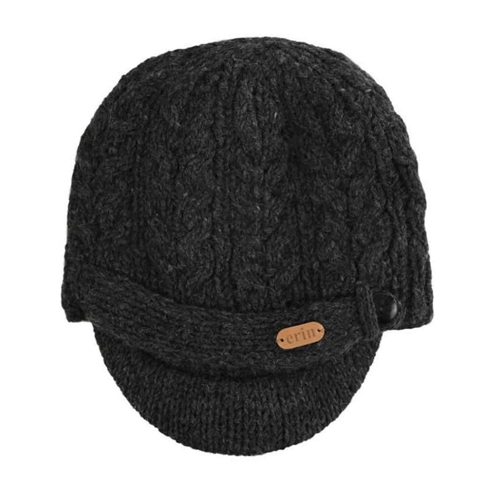 Cable Knit Peak Hat For Men - Charcoal Gray