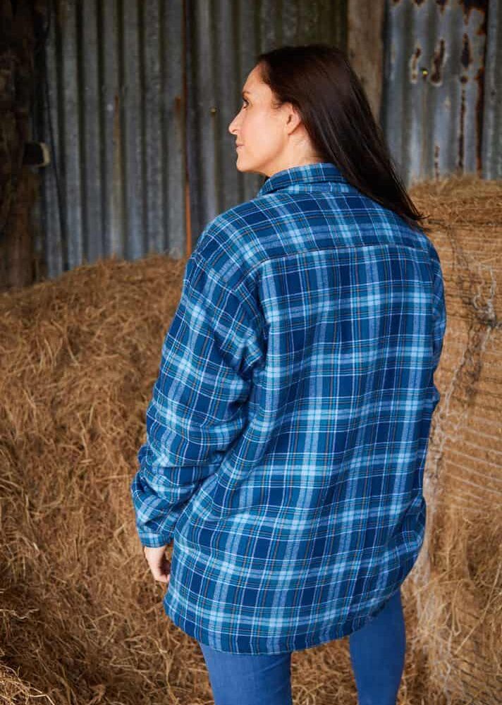 Flannel Fleece Lined Shirt - Navy Blue Check