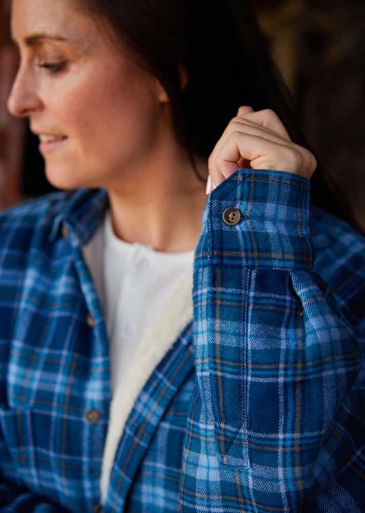 Flannel Fleece Lined Shirt - Navy Blue Check