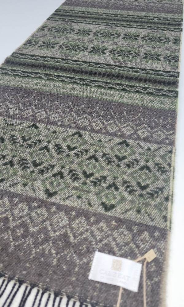 Lambswool Scarf For Men, Fair Isle Style  - Loden Green